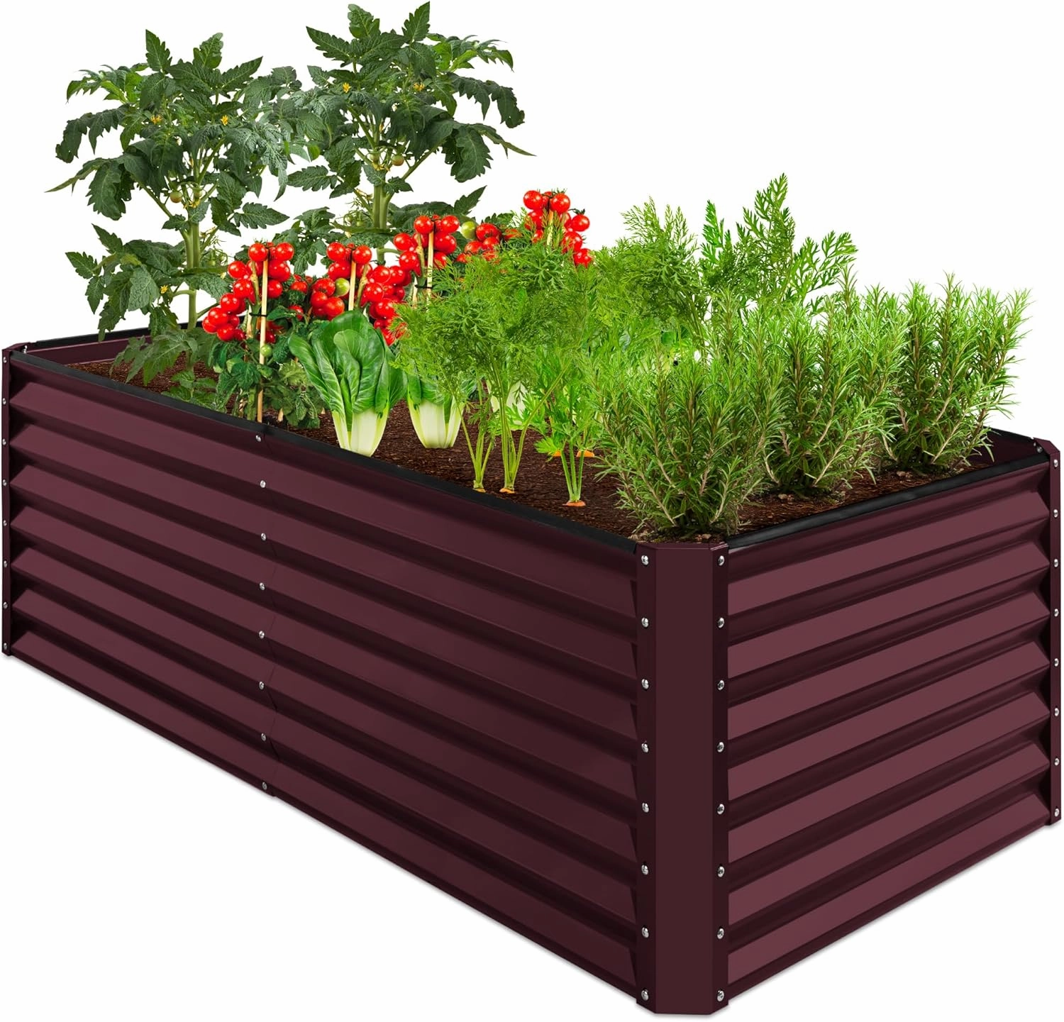 Best Choice Products 6x3x2ft Outdoor Metal Raised Garden Bed, Deep Root Box Planter for Vegetables, Flowers, Herbs, and Succulents w/ 269 Gallon Capacity - Burgundy