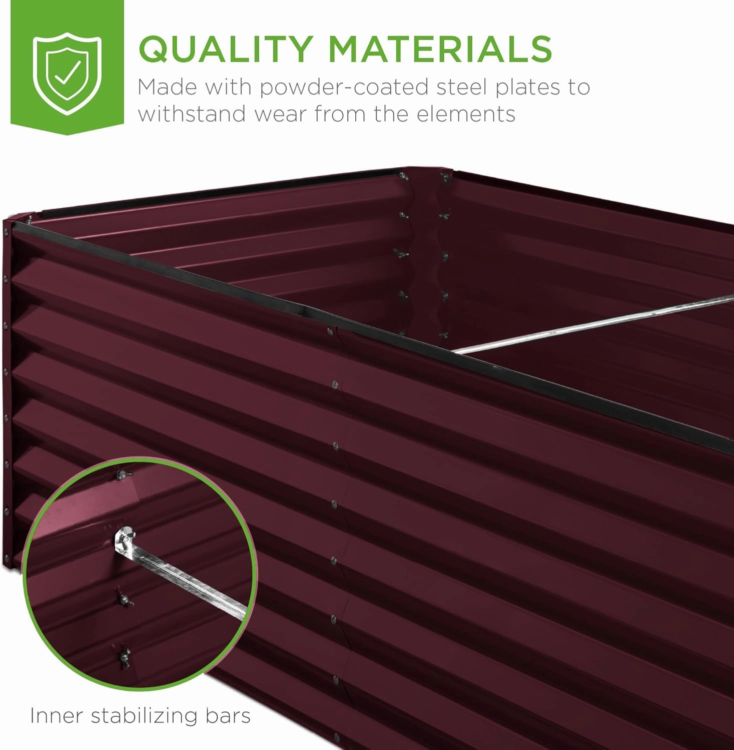 Best Choice Products 6x3x2ft Outdoor Metal Raised Garden Bed, Deep Root Box Planter for Vegetables, Flowers, Herbs, and Succulents w/ 269 Gallon Capacity - Burgundy