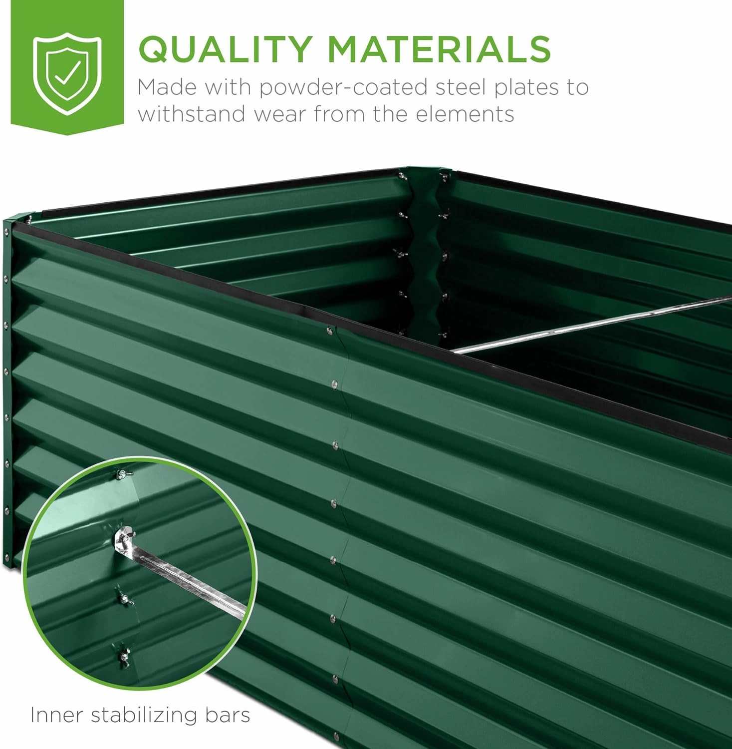 Best Choice Products 6x3x2ft Outdoor Metal Raised Garden Bed, Deep Root Box Planter for Vegetables, Flowers, Herbs, and Succulents w/ 269 Gallon Capacity - Dark Green
