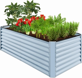 Best Choice Products 6x3x2ft Outdoor Metal Raised Garden Bed, Deep Root Box Planter for Vegetables, Flowers, Herbs, and Succulents w/ 269 Gallon Capacity - Mist Blue