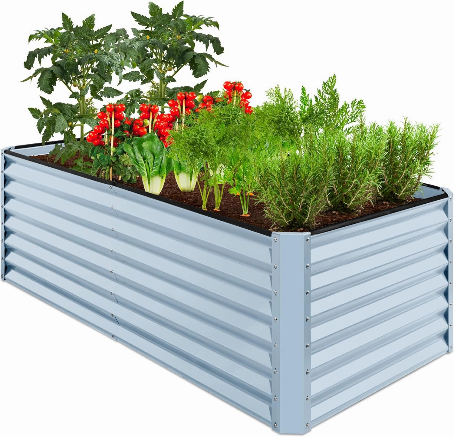 Best Choice Products 6x3x2ft Outdoor Metal Raised Garden Bed, Deep Root Box Planter for Vegetables, Flowers, Herbs, and Succulents w/ 269 Gallon Capacity - Mist Blue