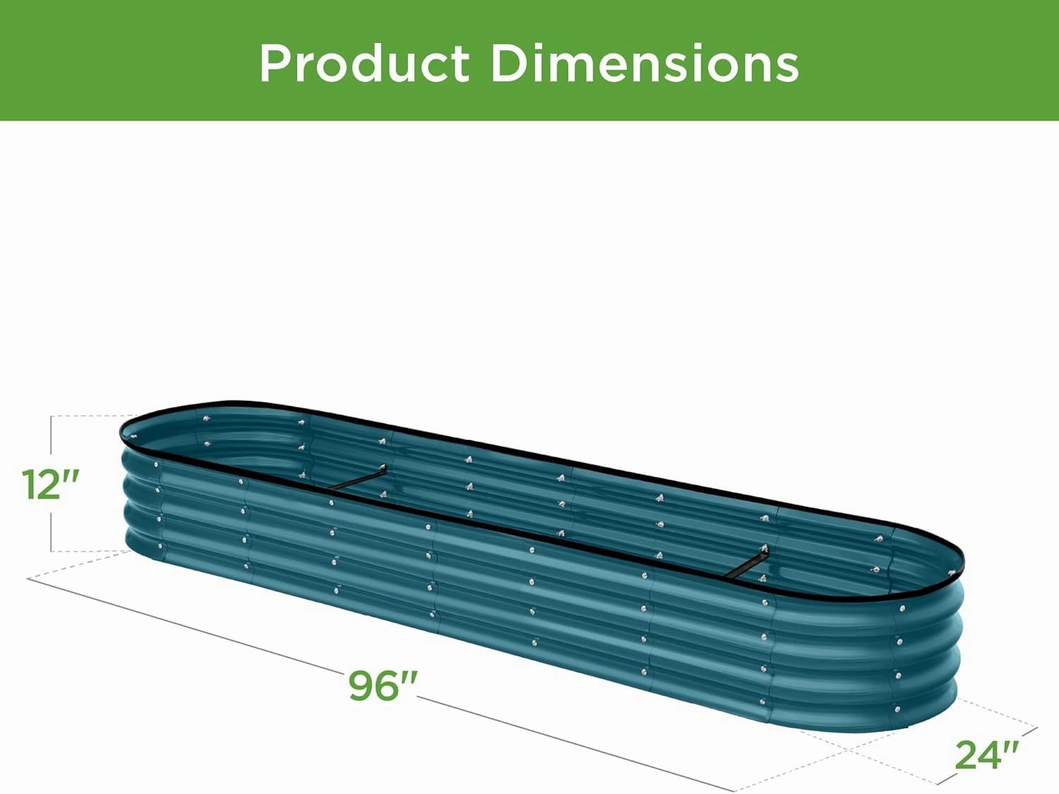 Best Choice Products 8x2x1ft Outdoor Metal Raised Garden Bed, Oval Deep Root Planter Box for Vegetables, Flowers, Herbs, and Succulents w/ 108 Gallon Capacity - Peacock Blue