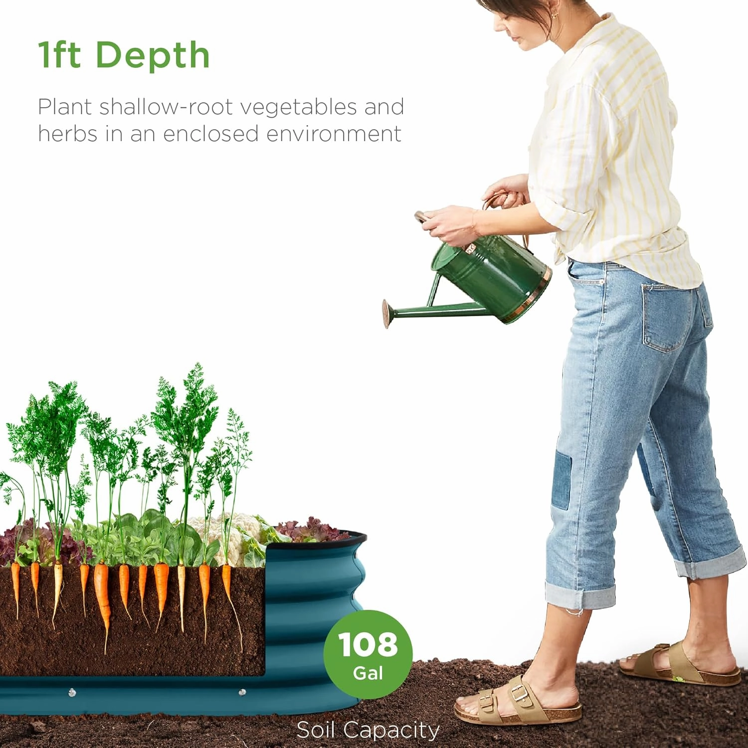 Best Choice Products 8x2x1ft Outdoor Metal Raised Garden Bed, Oval Deep Root Planter Box for Vegetables, Flowers, Herbs, and Succulents w/ 108 Gallon Capacity - Peacock Blue