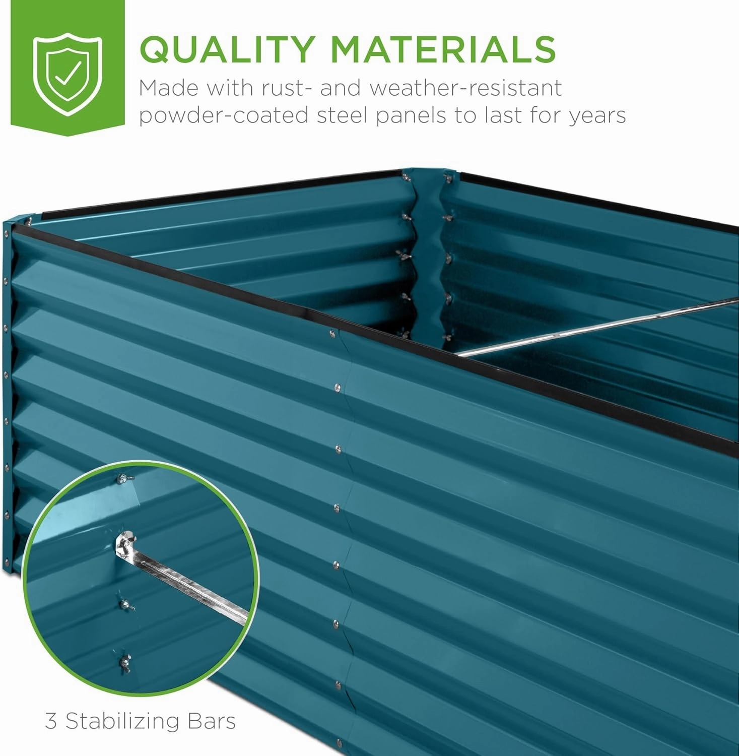 Best Choice Products 8x4x2ft Outdoor Metal Raised Garden Bed, Deep Root Planter Box for Vegetables, Flowers, Herbs, and Succulents w/ 478 Gallon Capacity - Peacock Blue