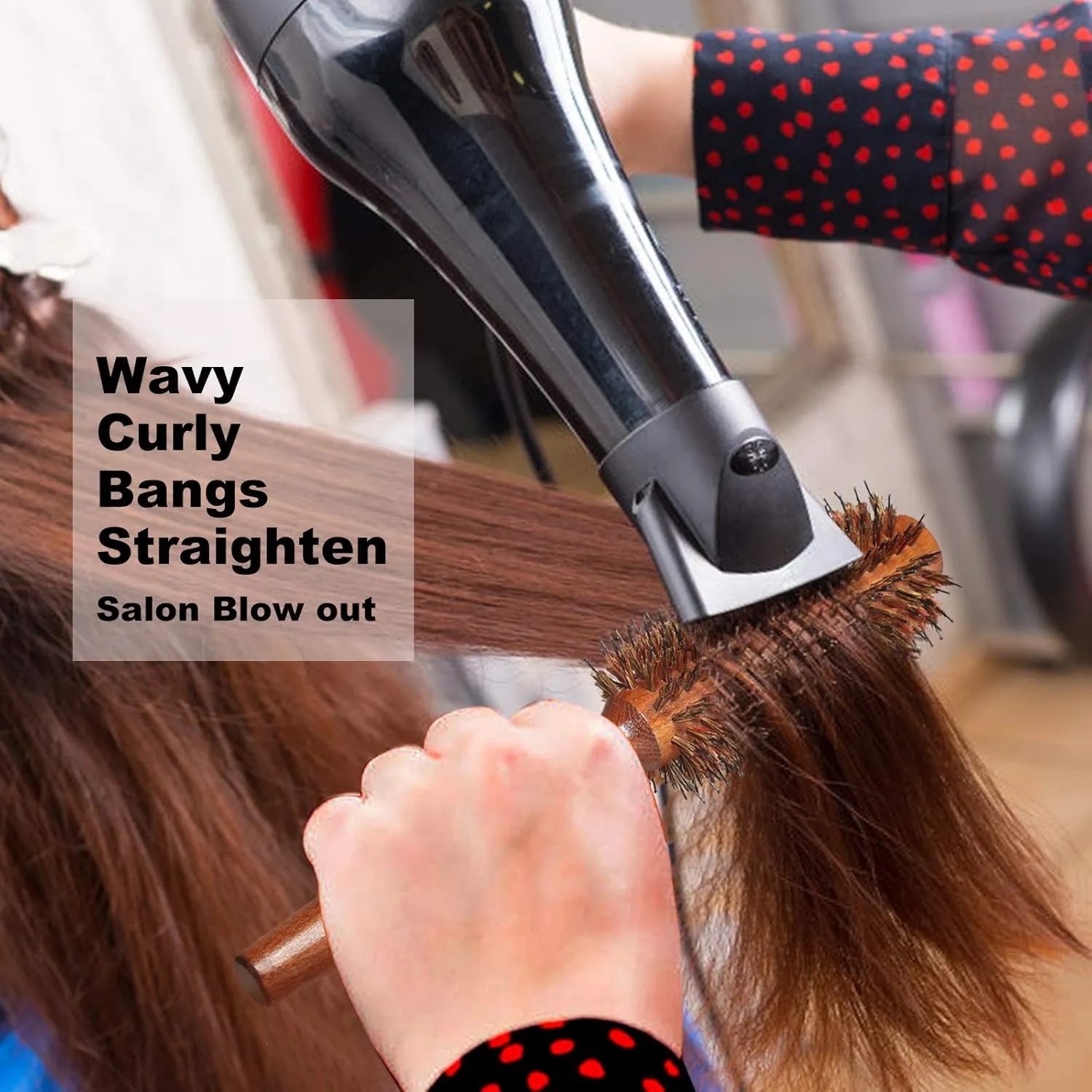 BESTOOL Round Brush for Drying, Boar Bristle Round Hair Brush, Large Round Style Brush for Women and Men, Smoothing, Curling, Adding Shine (2.5 Inch)