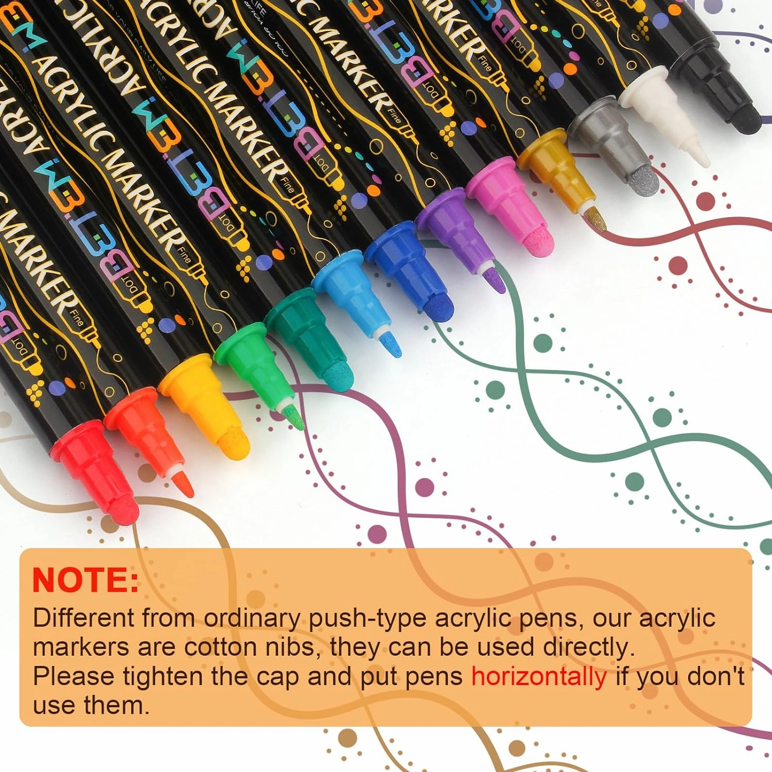 Betem 48 Colors Dual Tip Acrylic Paint Pens Markers, Premium Acrylic Paint Pens for Wood, Canvas, Stone, Rock Painting, Glass, Ceramic Surfaces, DIY Crafts Making Art Supplies