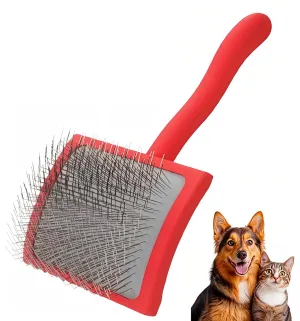 Big G Dog Slicker Brush for Professional Grooming - Fluff, Detangle & Style Goldendoodles, Labradoodles, Poodles & Long-Haired Dogs - Large Coral Curved Brush, Saves Time & Energy