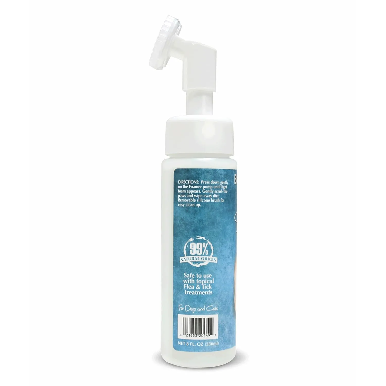 Bio-Groom Paw Wash & Scrubber Brush - No Rinse Dog & Pet Paw Cleaner, Safe for Cats & Dogs, Gently Cleans Dry & Sensitive Feet, Waterless Application, Natural Rich Foam, Made in USA - 8 fl oz