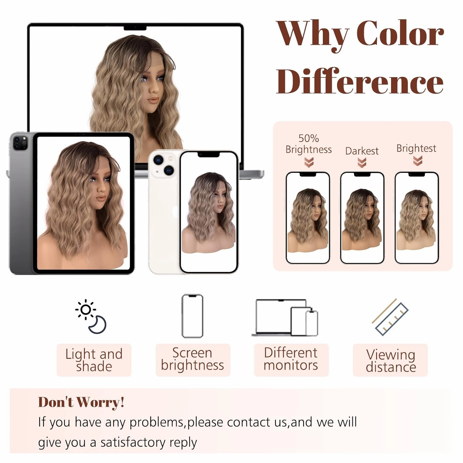Black Wavy Wig for Women - 16 inch Medium Length, Heat Resistant Synthetic Hair, Middle Part, Natural Look for Daily Use, Party & Halloween