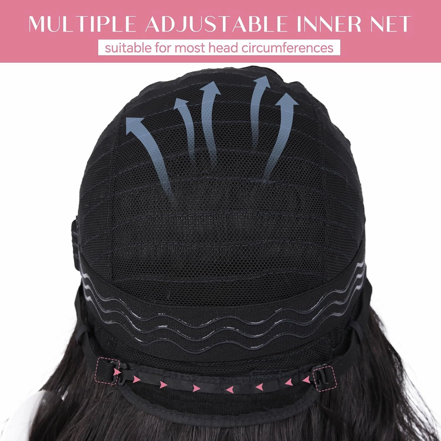 Black Wavy Wig for Women - 16 inch Medium Length, Heat Resistant Synthetic Hair, Middle Part, Natural Look for Daily Use, Party & Halloween
