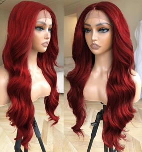 BlackSwern 24inch 99j Burgundy Glueless Lace Front Wig Pre Plucked, Synthetic Lace Front Wig Human Hair Feeling Wig for Black Women, Ready to Wear Wigs Pre-cut Pre-plucked