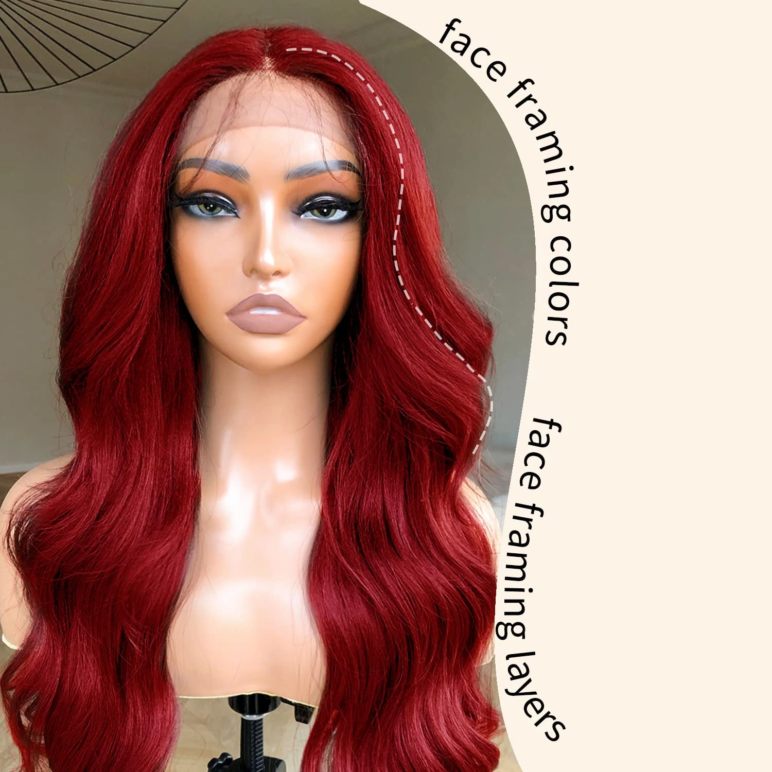 BlackSwern 24inch 99j Burgundy Glueless Lace Front Wig Pre Plucked, Synthetic Lace Front Wig Human Hair Feeling Wig for Black Women, Ready to Wear Wigs Pre-cut Pre-plucked