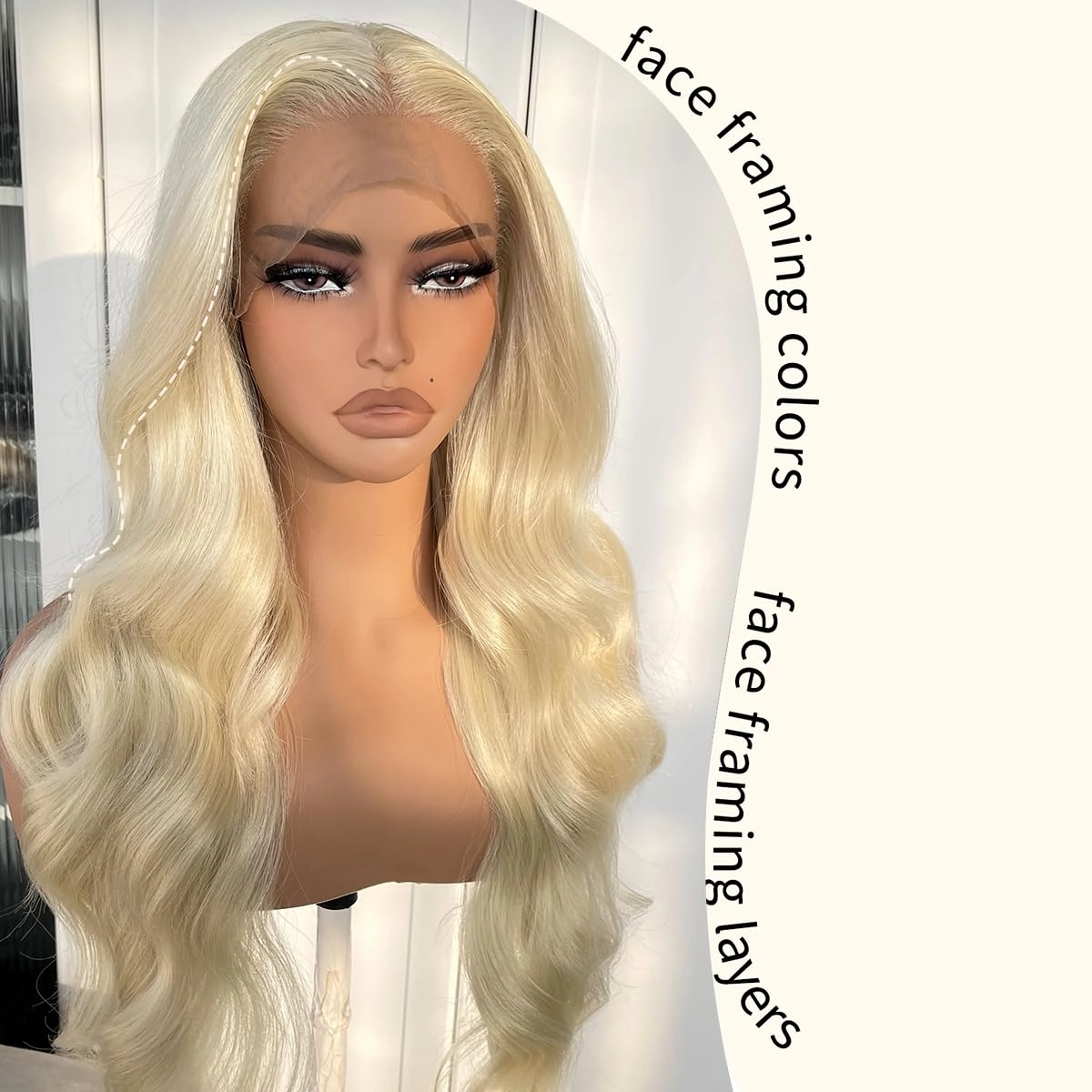 BlackSwern 613 Lace Front Wigs, Blonde Glueless Synthetic Lace Front Wigs Pre Plucked, Body Wave Long Lace Wigs for Black Women #613