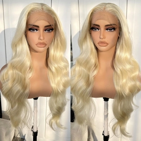 BlackSwern 613 Lace Front Wigs, Blonde Glueless Synthetic Lace Front Wigs Pre Plucked, Body Wave Long Lace Wigs for Black Women #613