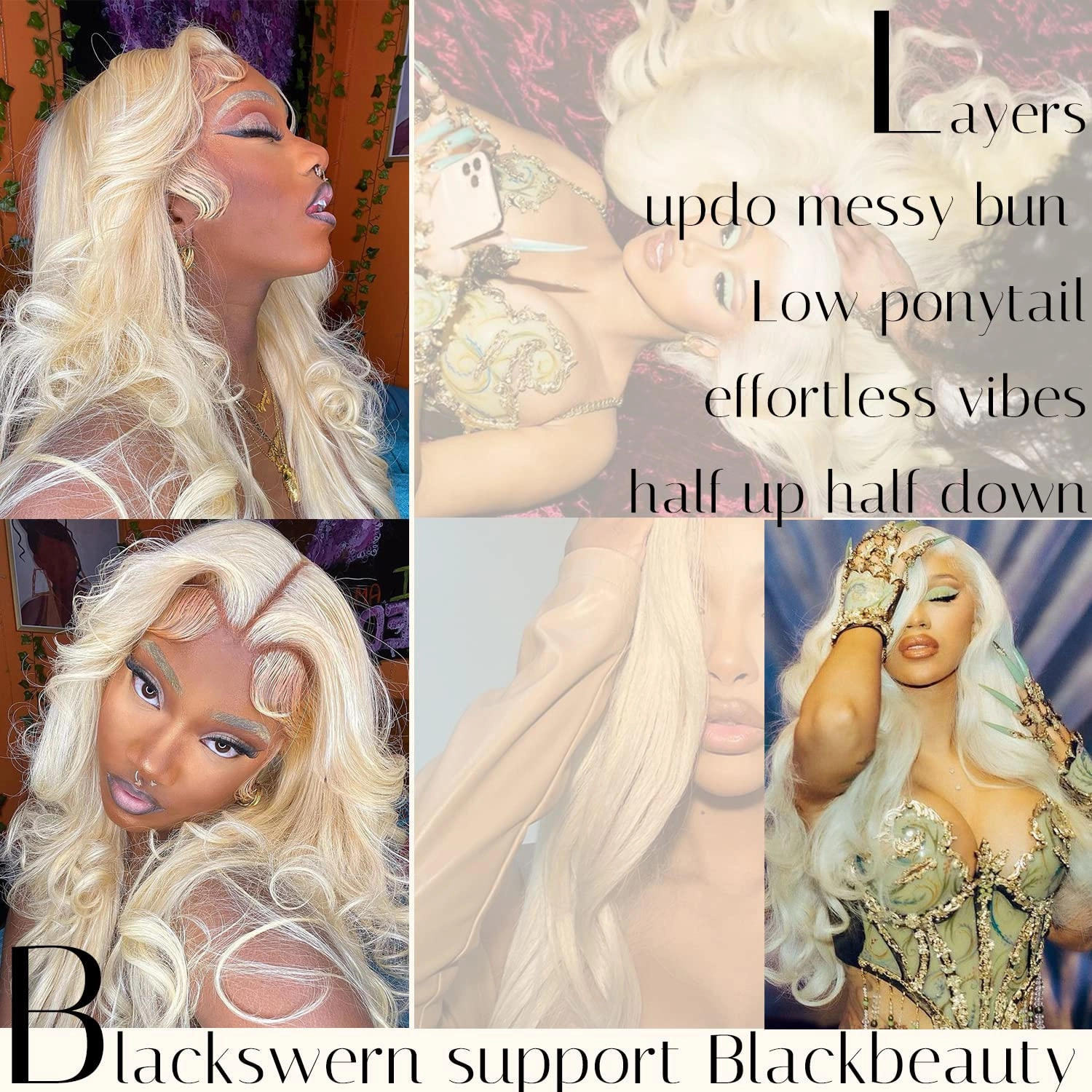BlackSwern 613 Lace Front Wigs, Blonde Glueless Synthetic Lace Front Wigs Pre Plucked, Body Wave Long Lace Wigs for Black Women #613