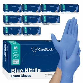 Blue Nitrile Exam Gloves [2000 Count] Disposable, Powder-Free, Latex-Free, Food Safe, Medical Grade, Chemical Resistant, Medium, 200 Count, 10 Boxes