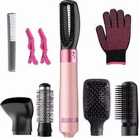 Bo'laiya 5-in-1 Hair Dryer Brush | Negative Ion Hot Air Hair Dryer Brush Set | Includes Curler, Straightener, Volumizer | for All Hair Types