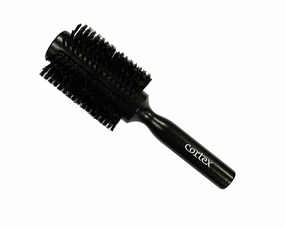 Boar Bristle Brush for Women and Men - Round Hair Brush for All Hair Types, Soft Bristles, 1.4" Barrel, Black (3")