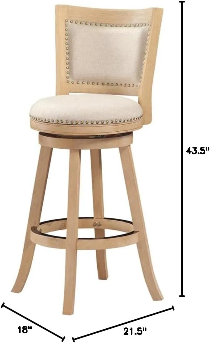 Boraam Melrose Bar Height Stool, 29-Inch, Driftwood Crème Wire-Brush and Ivory