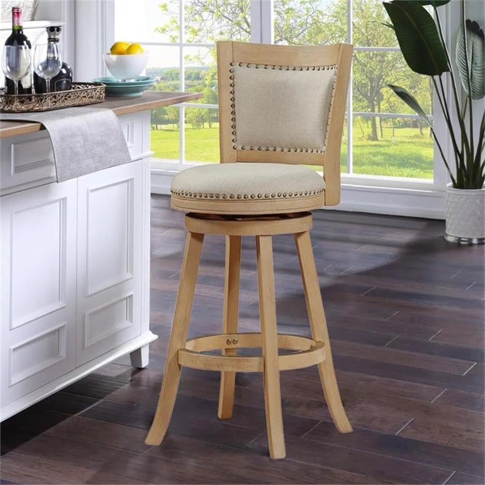 Boraam Melrose Bar Height Stool, 29-Inch, Driftwood Crème Wire-Brush and Ivory