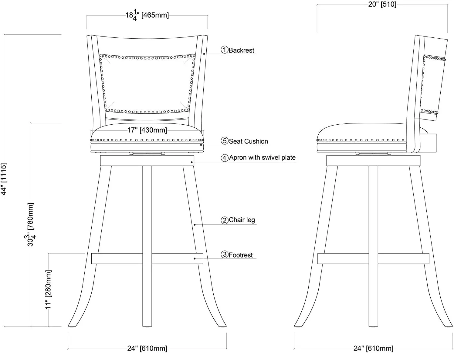 Boraam Melrose Barstool, 1 Pack, 29-Inch, 1-Pack, Driftwood Wire-Brush and Ivory