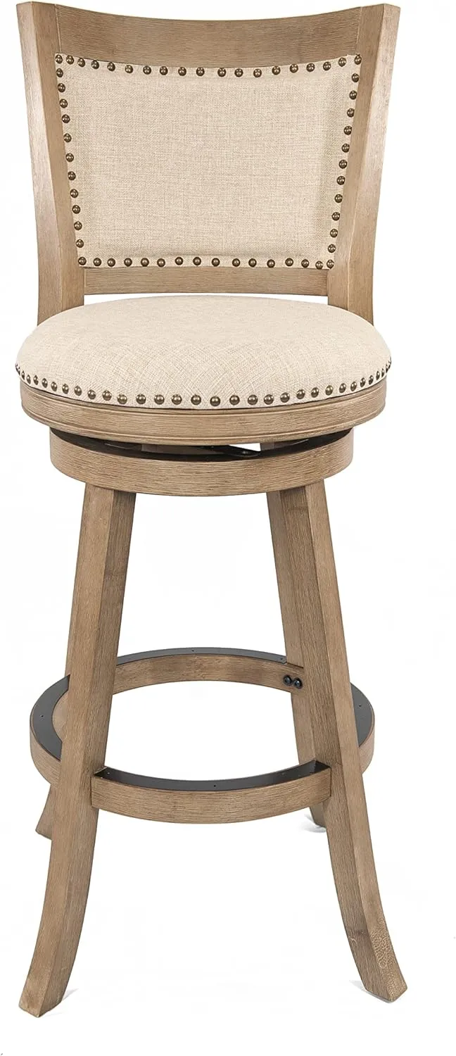 Boraam Melrose Barstool, 1 Pack, 29-Inch, 1-Pack, Driftwood Wire-Brush and Ivory