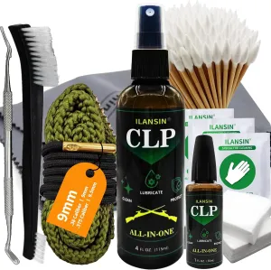 Bore Cleaner CLP Oil Needle Spray,Gun Cleaning Kit for 12Ga / 5.56 / 9mm Gun Cleaning Snake,Gun Cleaning Supplies with Gun Cleaning Patches,6'' Gun Cleaning Swabs, Gun Brushes, Cleaning Picks