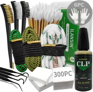Bore Cleaner Gun Cleaning Kit for 12Ga / 5.56 / 9mm Gun Cleaning Snake,CLP Oil Needle,Gun Cleaning Supplies with Gun Cleaning Patches, 6-inch Gun Cleaning Swabs, Gun Brushes, Cleaning Picks