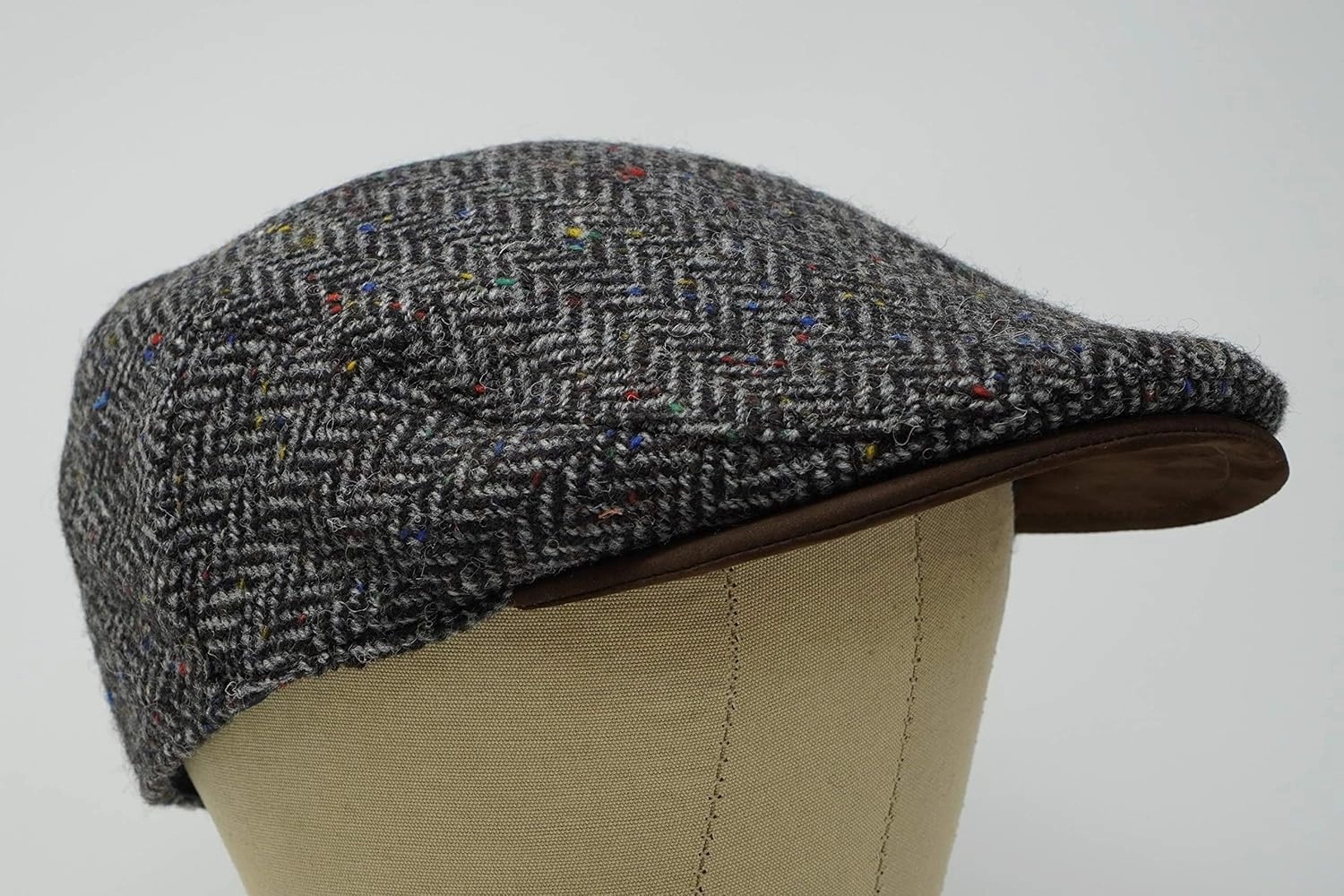 Borges & Scott The Sloan - Irish Tweed and Nubuck Leather Flat Cap