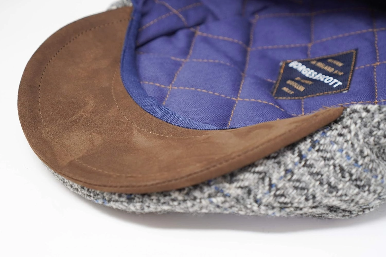 Borges & Scott The Sloan - Irish Tweed and Nubuck Leather Flat Cap