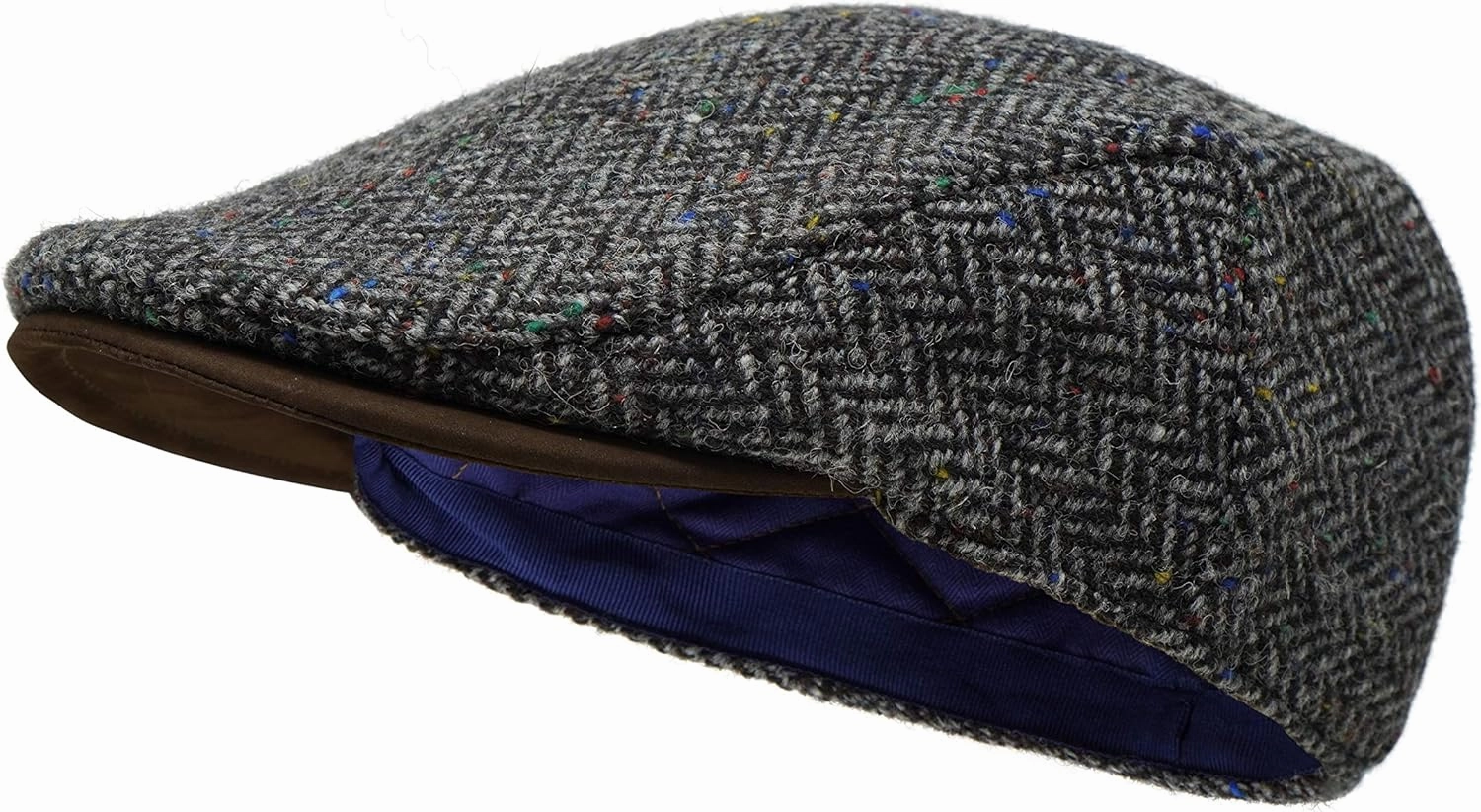 Borges & Scott The Sloan - Irish Tweed and Nubuck Leather Flat Cap