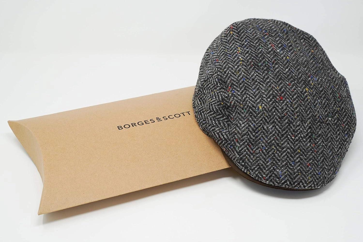Borges & Scott The Sloan - Irish Tweed and Nubuck Leather Flat Cap
