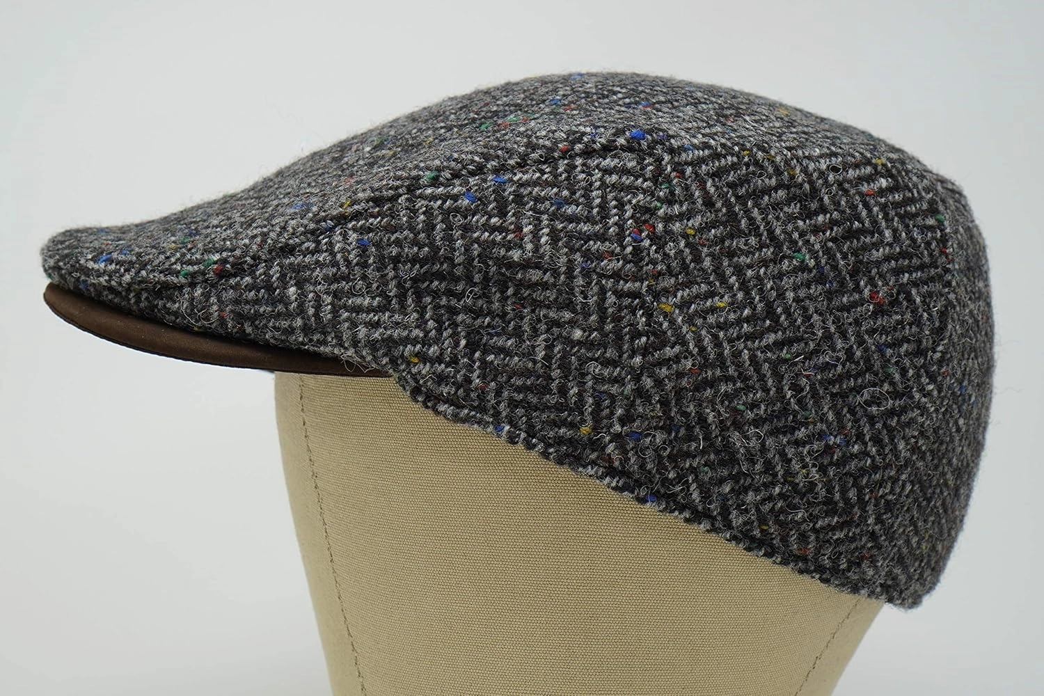 Borges & Scott The Sloan - Irish Tweed and Nubuck Leather Flat Cap