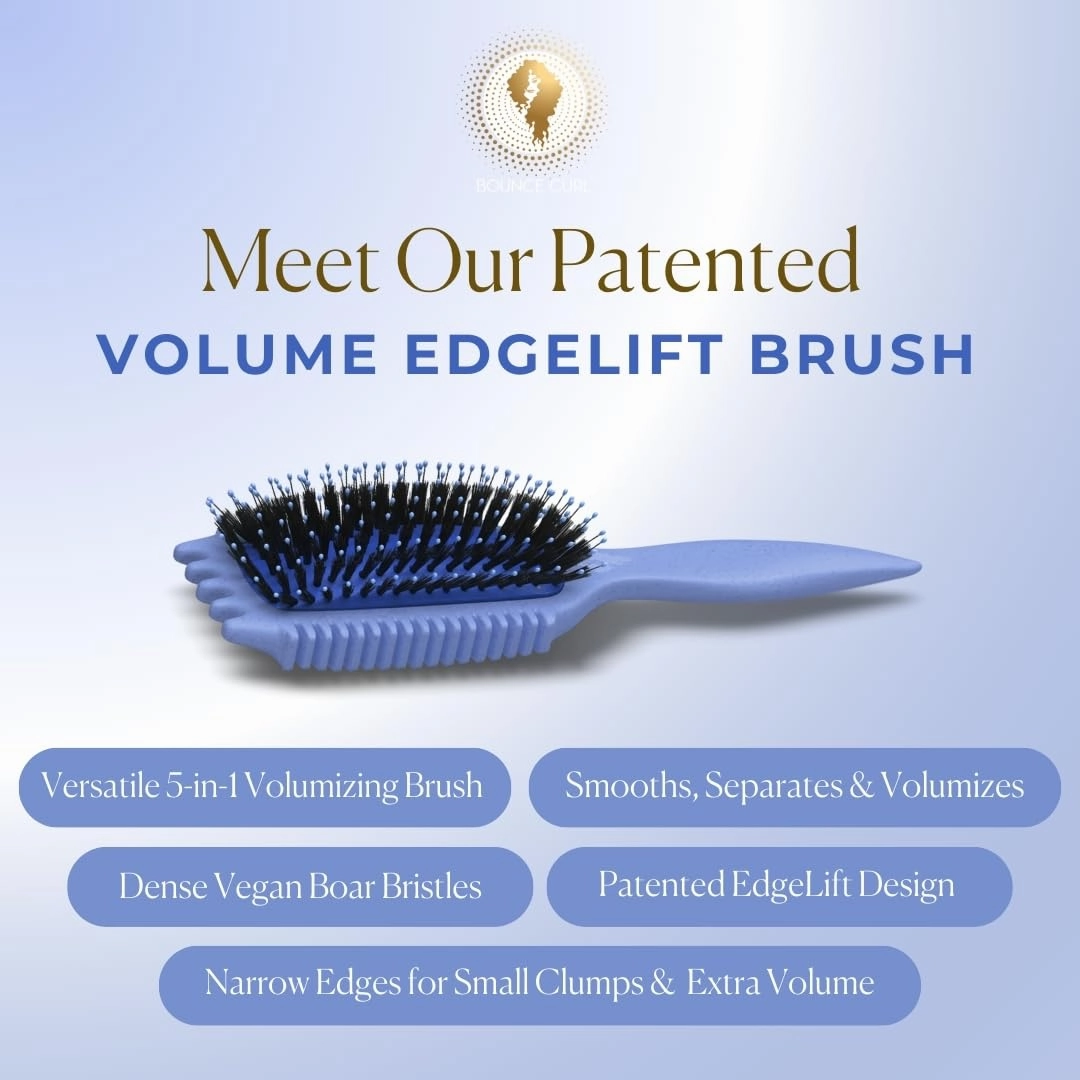 Bounce Curl Volume EdgeLift Brush, 5-in-1 Tool for Volumized, Defined Curls, Waves & Coils - Blue