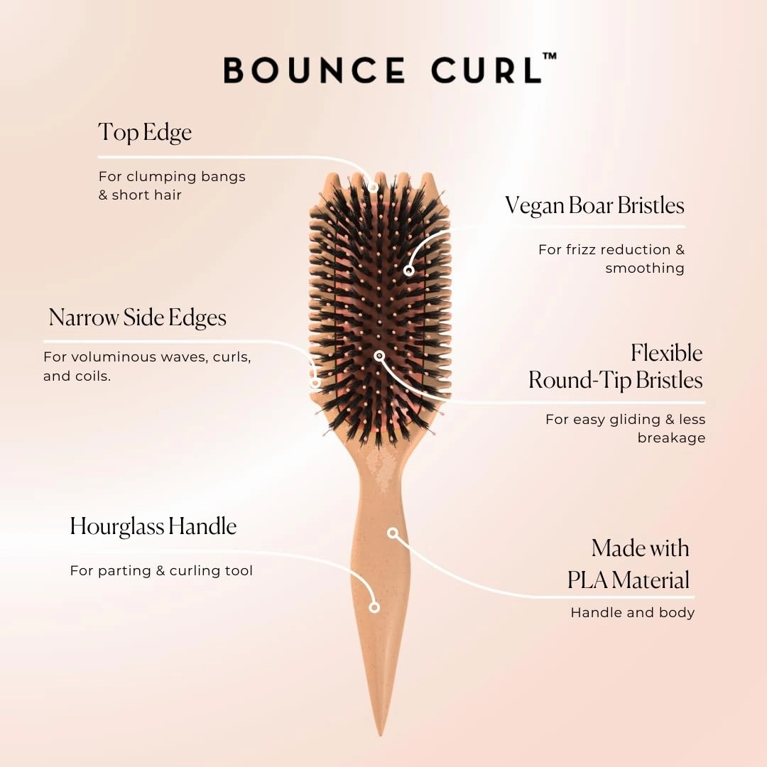 Bounce Curl Volume EdgeLift Brush, 5-in-1 Tool for Volumized, Defined Curls, Waves & Coils - Peach - Limited Edition