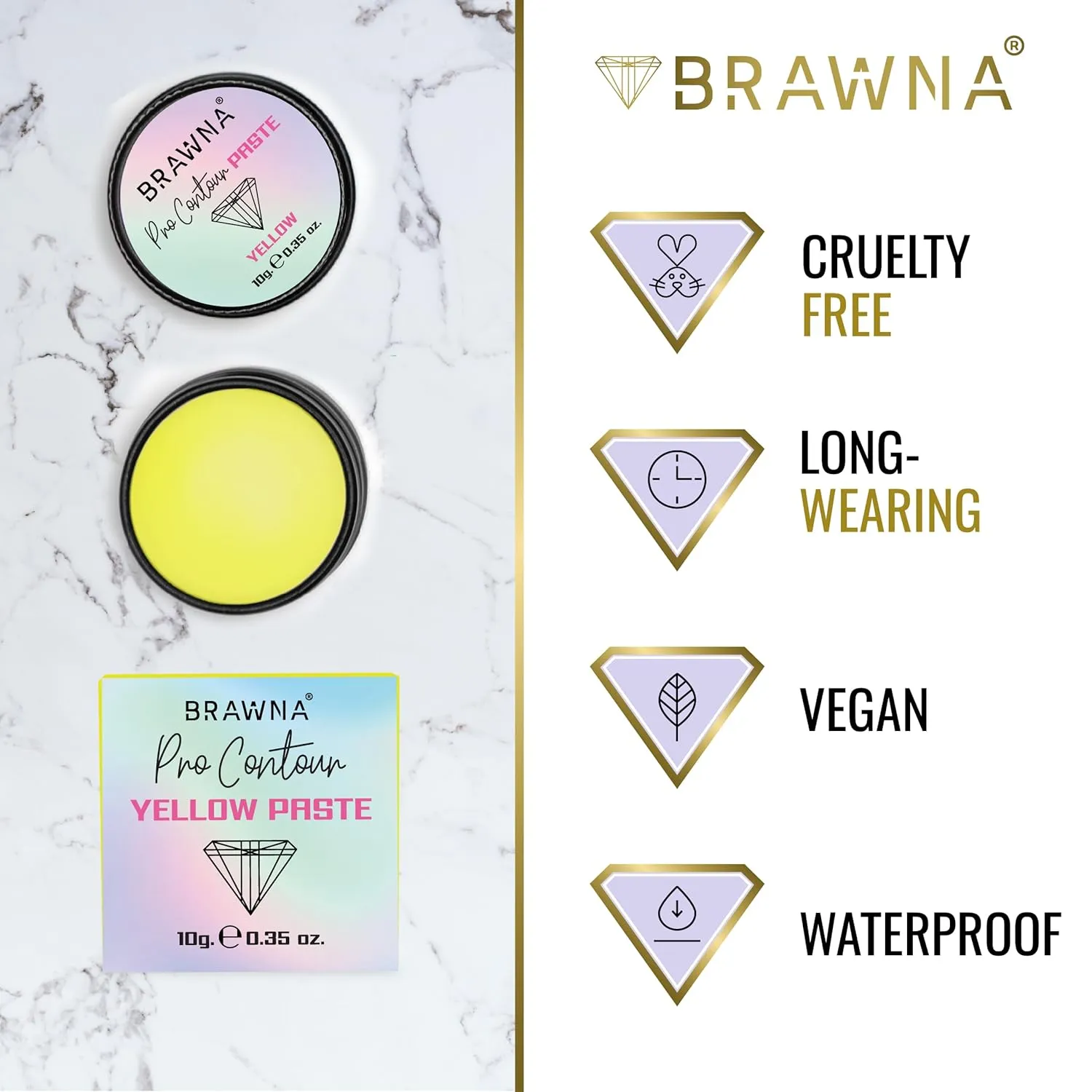 BRAWNA Pro PMU Mapping Kit for Eyebrows and Lips, 1 Contour Yellow Mapping Paste, 1 Yellow Mapping String, 1 Angled Eyebrow Brush