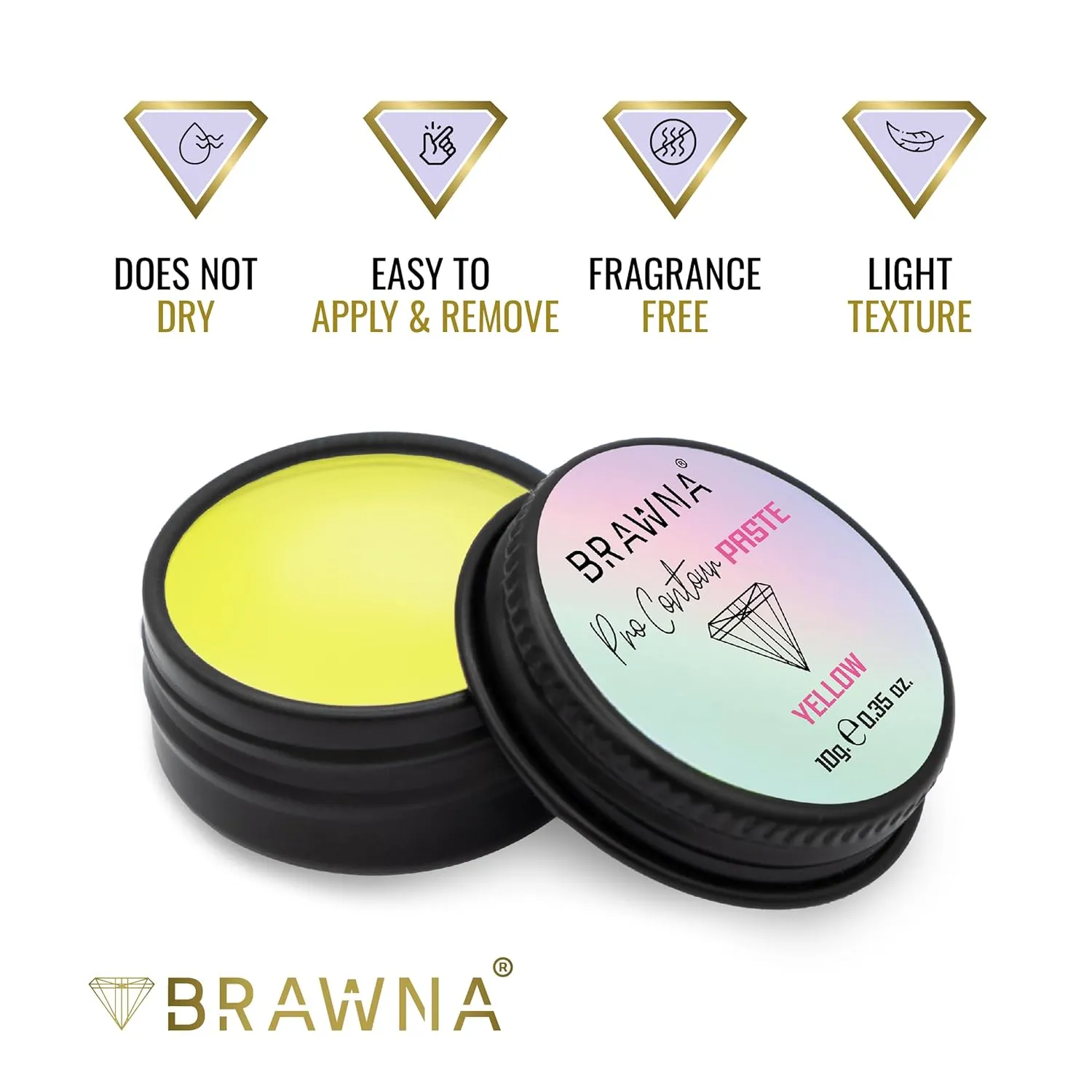 BRAWNA Pro PMU Mapping Kit for Eyebrows and Lips, 1 Contour Yellow Mapping Paste, 1 Yellow Mapping String, 1 Angled Eyebrow Brush