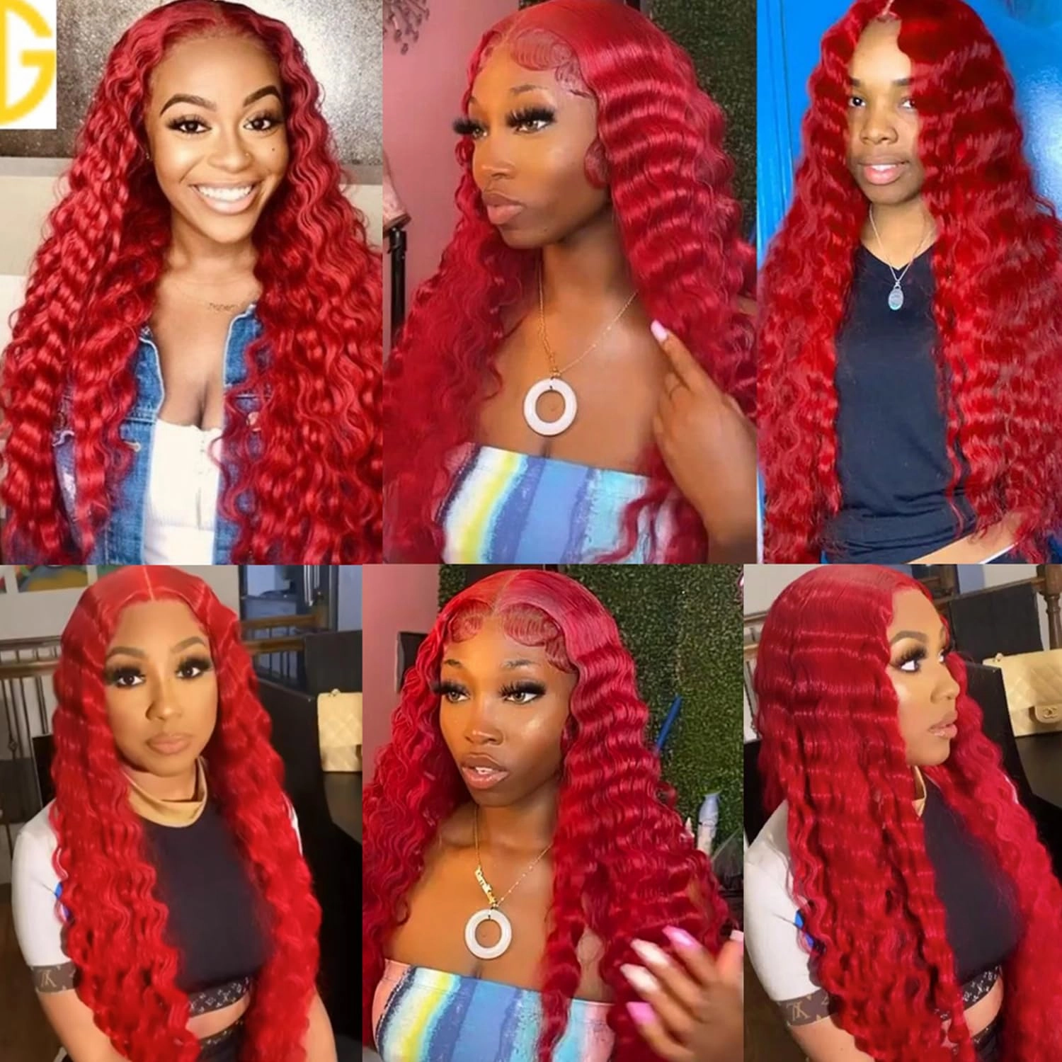Bright Red Loose Curly Lace Front Wigs Pre Plucked Loose Curls Wig Glueless Red Colored Wigs Heat Resistant Long Water Wave Synthetic Lace Front Wigs for Fashion Black Women