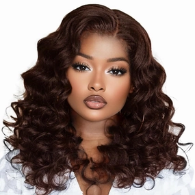 Brown Curly Bob Wig Human Hair 13x4 Hd Brown Deep Wave Lace Front Wigs Pre Plucked with Baby Hair 16inch Short Curly Wig 180% Density 4#Chocolate Colored Deep Wave Wig for Women