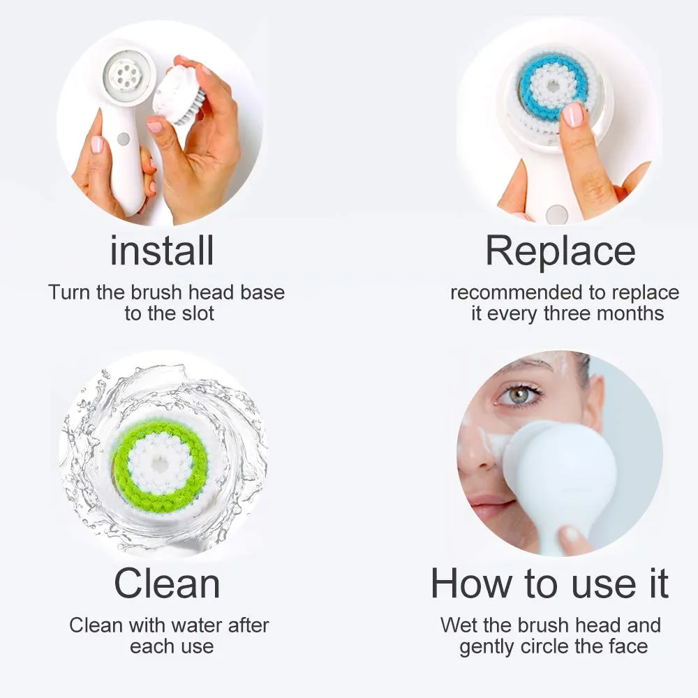 Brush Head Replacements Compatible with Clarisonic Mia 1, Mia 2, Mia Fit, Alpha Fit, Smart Profile Uplift and Alpha Fit (4Packs(Blue Black Green Pink)) (4 Pack)