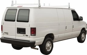 Buyers Products 1501310 Ladder Rack for Work Van, Adjustable Width, White Powder-Coated Carbon Steel, Contractor Rack for Vans, Cargo Rack for Vans