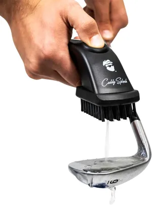 Caddy Splash Golf Club Brush Pro with Water (Black) - Heavy Duty Retractable Clip- Push Button for Easy Cleaning with Nylon Bristles - Holds 4 Oz Water - Golf Accessories - USA Company