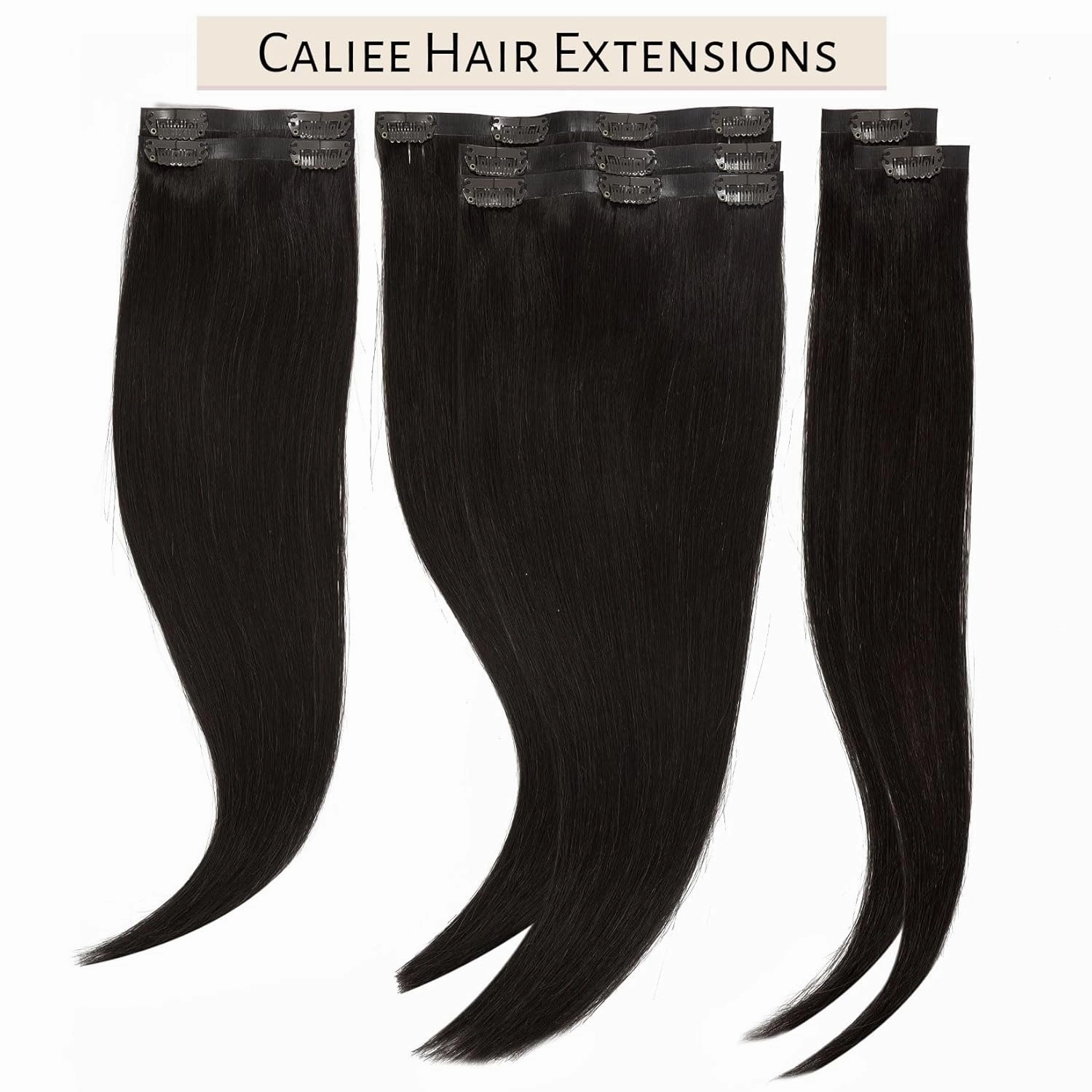 Caliee Seamless Hair Extensions Clip in Color 2 Dark Brown Hair Extensions Human Hair 110G 7Pcs 14Inch Ultra Thin Real Remy Hair Clip ins Soft Silky Straight Clip in Human Hair with PU Weft