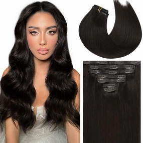Caliee Seamless Hair Extensions Clip in Color 2 Dark Brown Hair Extensions Human Hair 110G 7Pcs 14Inch Ultra Thin Real Remy Hair Clip ins Soft Silky Straight Clip in Human Hair with PU Weft