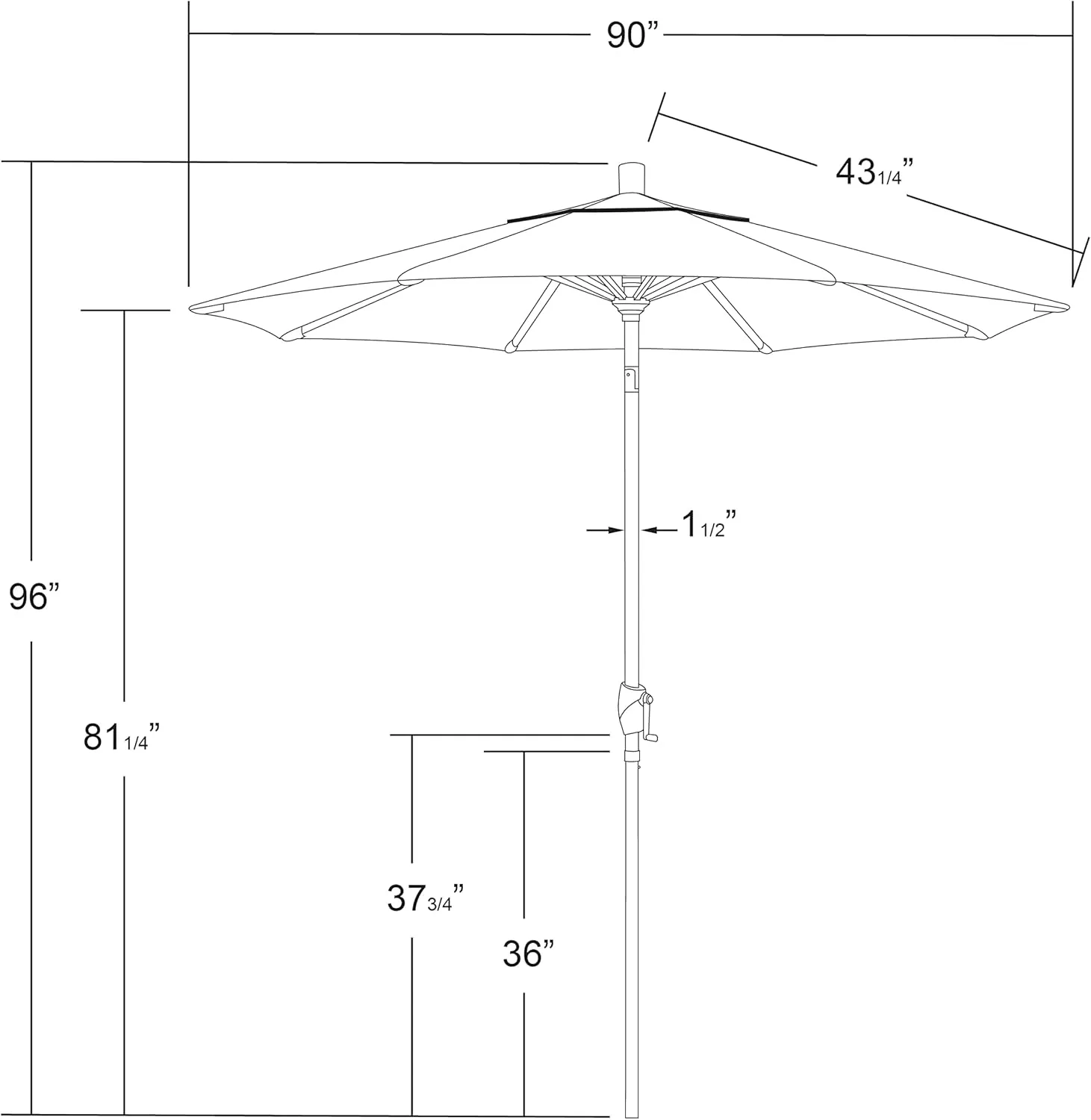 California Umbrella 7.5' Round Aluminum Market Umbrella, Crank Lift, Push Button Tilt, Bronze Pole, Sunbrella Macaw