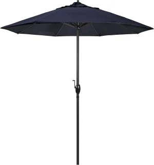 California Umbrella 7.5' Round Sunbrella Aluminum Outdoor Deck, Pool or Patio Umbrella, Crank Lift, Auto Tilt, Bronze Pole, Navy Blue