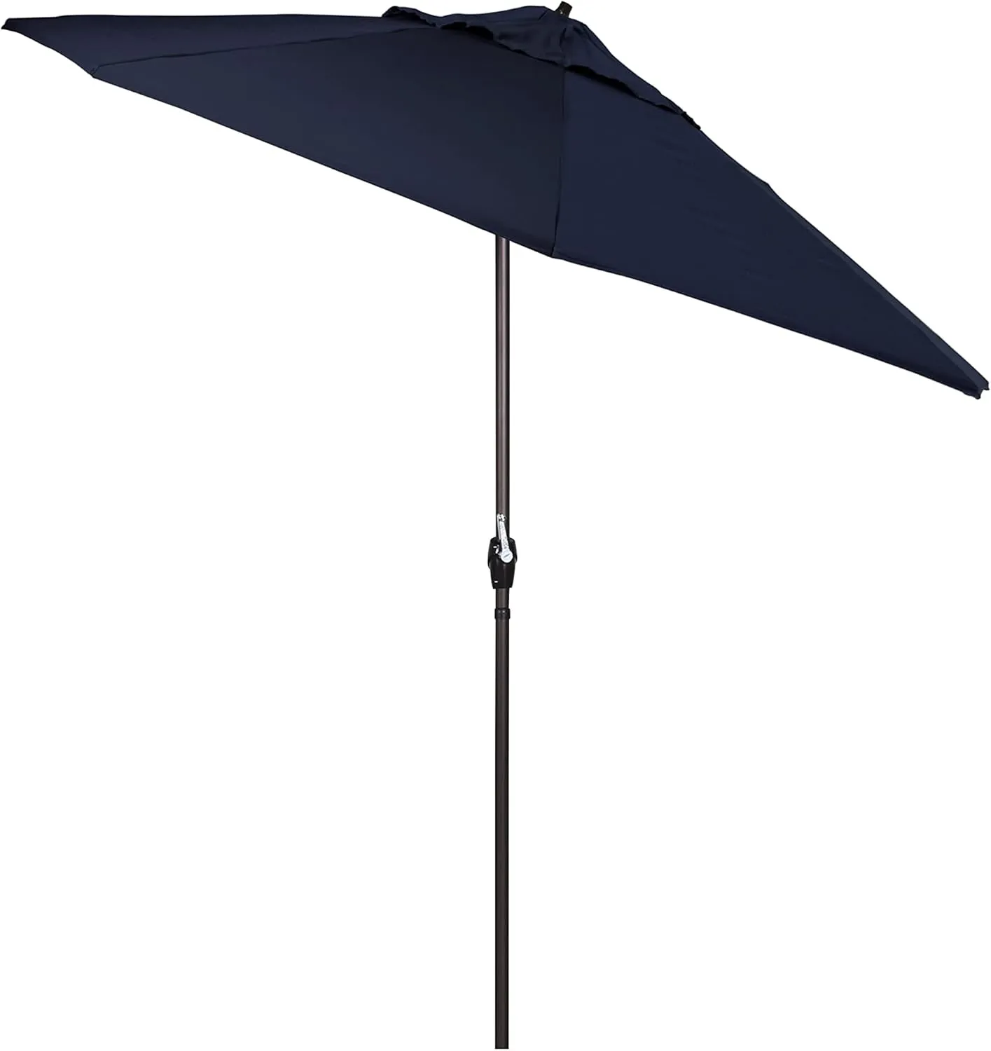 California Umbrella 7.5' Round Sunbrella Aluminum Outdoor Deck, Pool or Patio Umbrella, Crank Lift, Auto Tilt, Bronze Pole, Navy Blue