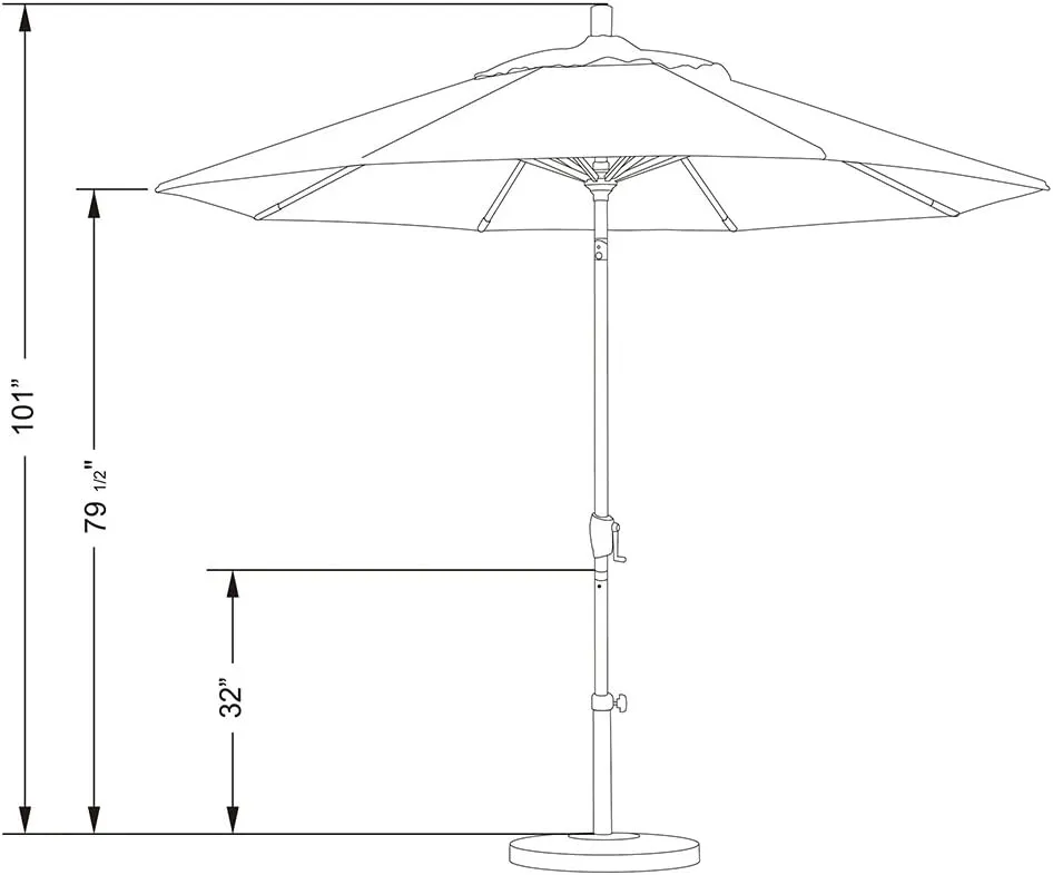 California Umbrella 9' Round Aluminum Market Umbrella, Crank Lift, Push Button Tilt, Bronze Pole, Sunbrella Astoria Sunset