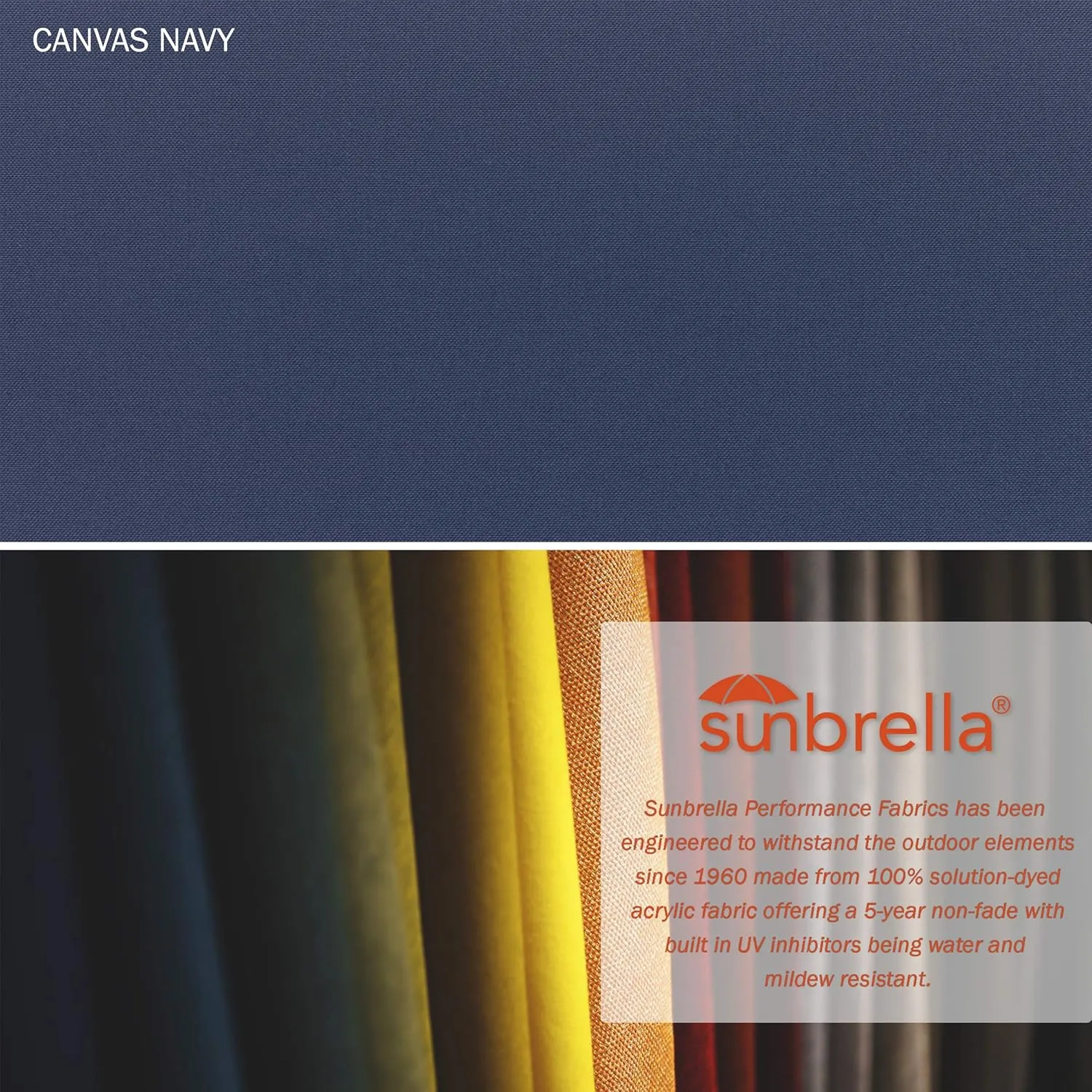 California Umbrella Replacement Canopy Cover in Sunbrella Navy Umbrella, 9' Round (C908-5439)