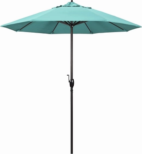 California Umbrella 7.5' Round Sunbrella Aluminum Outdoor Deck, Pool or Patio Umbrella, Crank Lift, Auto Tilt, Bronze Pole, Aruba